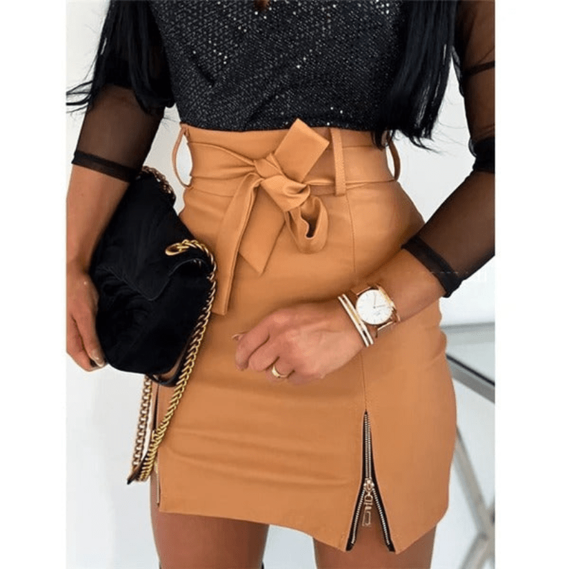 Linda | Leren Rok Met Hoge Taille | Dames Rok - Sorata