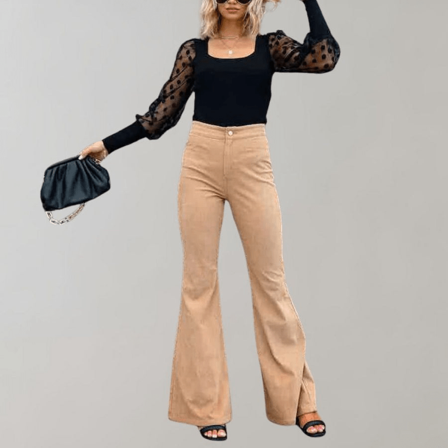 Livey | Retro Dames Broek | Stijlvolle Corduroy Flare Broek - Sorata