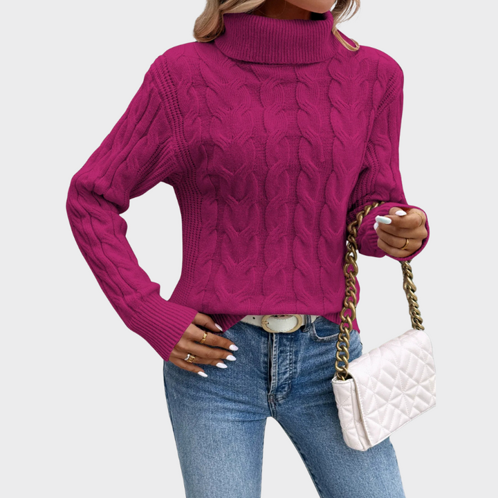 Elise | Coltrui Met Gebreide Kabel | Dames Sweater Trui