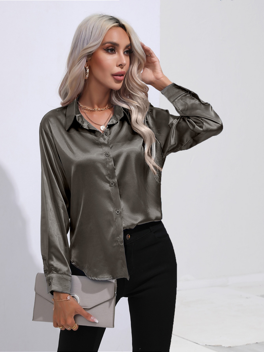 Sara | Chique Elegante Satijnen Dames Blouse