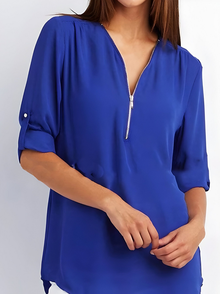 Amara | Stijlvolle Dames Blouse Met Halve Rits