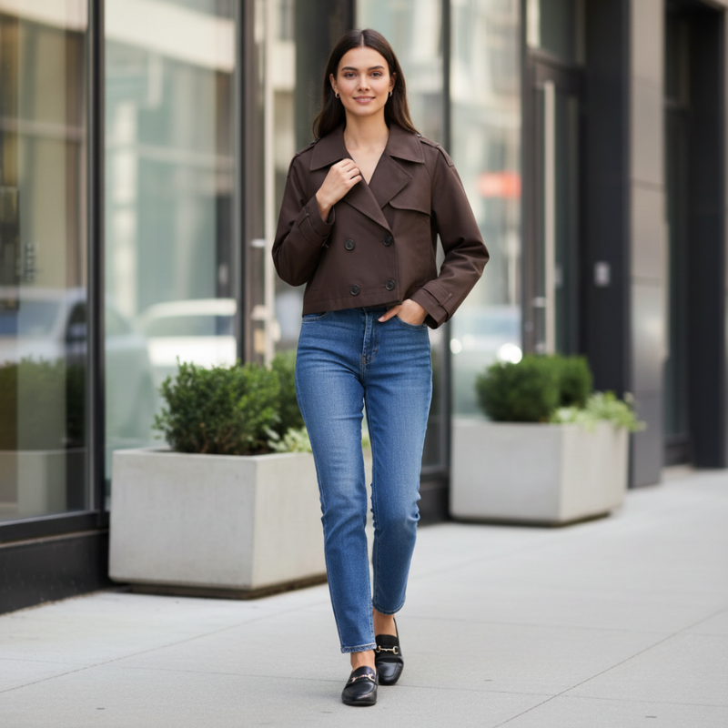 Sorata | Korte Trenchcoat met Dubbele Knopen Elegant