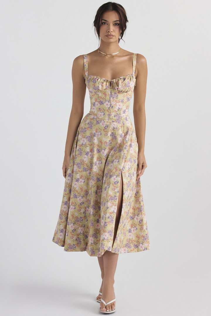 Bella | Dames Midi-Jurk met Fijne Spaghettibandjes & Trekkoord | Comfortabel & Trendy