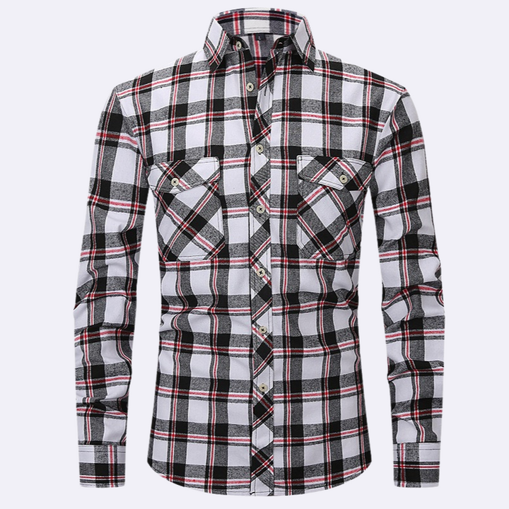 Jaspa | Geruite Flanellen Overhemd Met Lange Mouwen | Heren Blouse Shirt