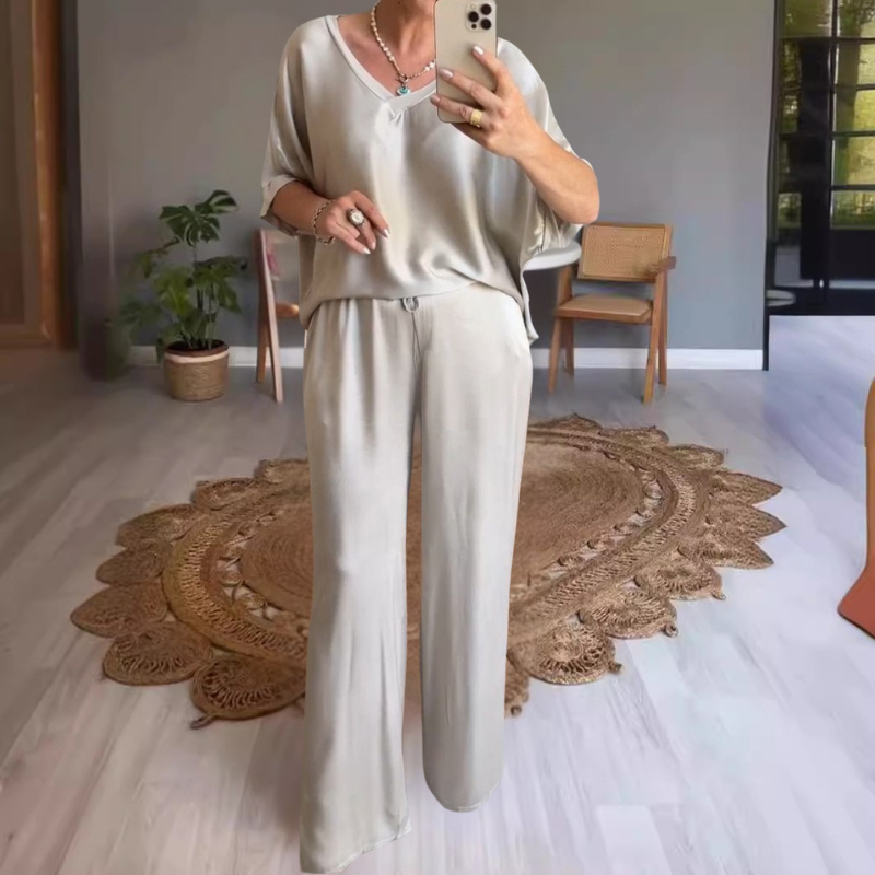 Mary | Dames Glanzende Tweedelige Outfit Set in Grote Maten voor Vrouwen