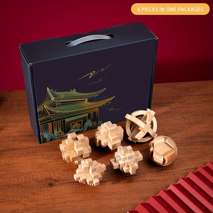MindFight | Houten Puzzelset | Kongming Locks | Geavenceerde Moeilijkheidsgraad