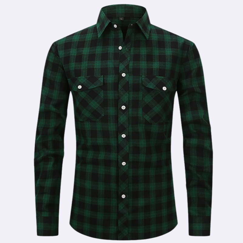 Jaspa | Geruite Flanellen Overhemd Met Lange Mouwen | Heren Blouse Shirt