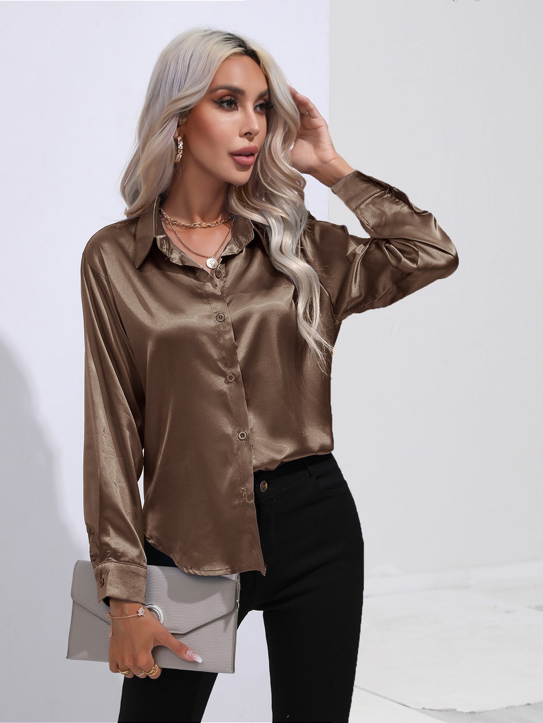 Sara | Chique Elegante Satijnen Dames Blouse