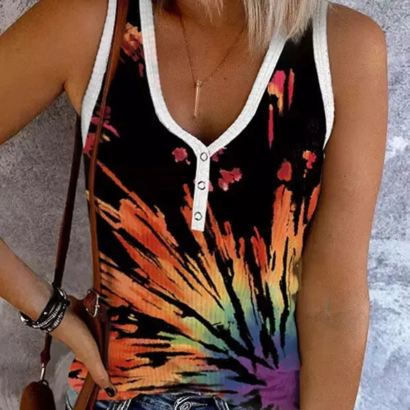Amanda |  Dames Zomer Tanktop | Vrouwen Regenboog Gestreepte Tanktop Shirt