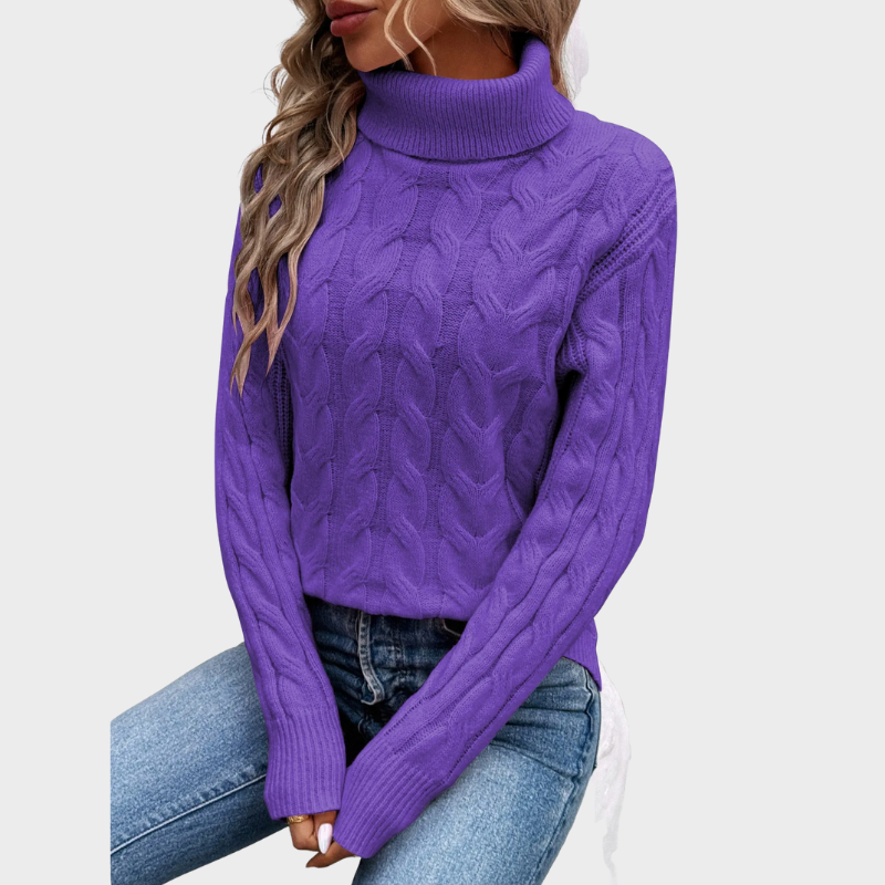 Elise | Coltrui Met Gebreide Kabel | Dames Sweater Trui