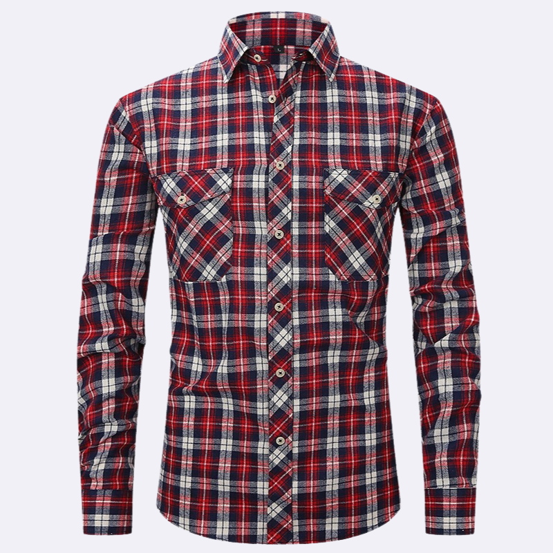 Jaspa | Geruite Flanellen Overhemd Met Lange Mouwen | Heren Blouse Shirt