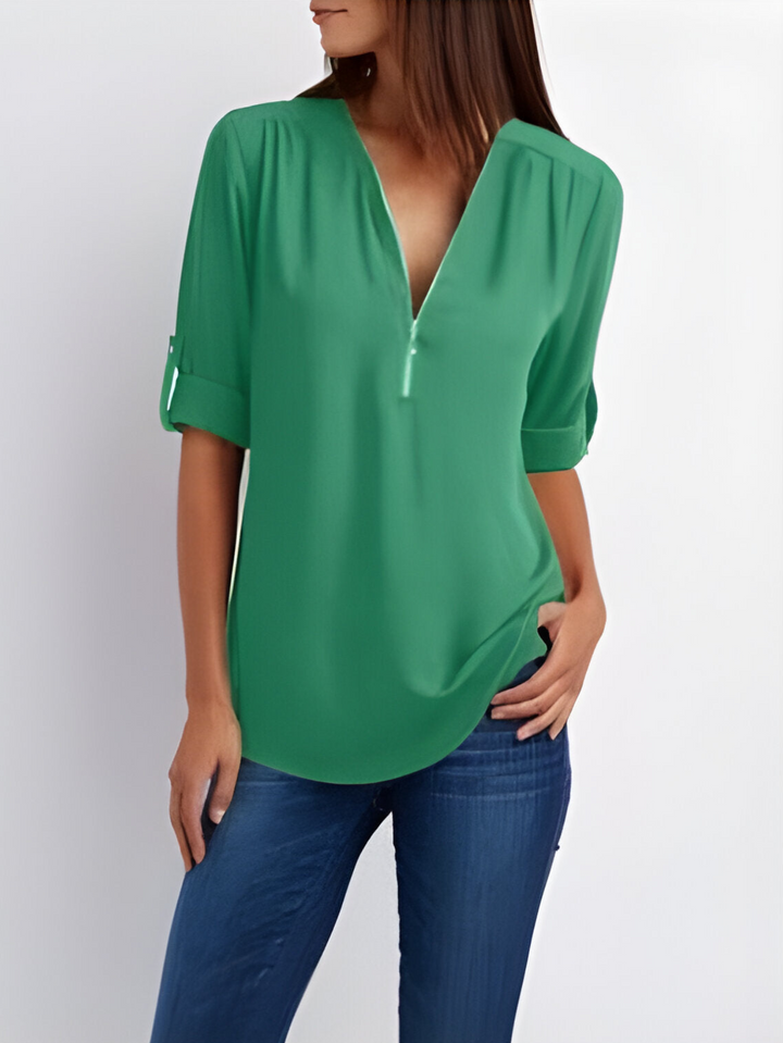 Amara | Stijlvolle Dames Blouse Met Halve Rits
