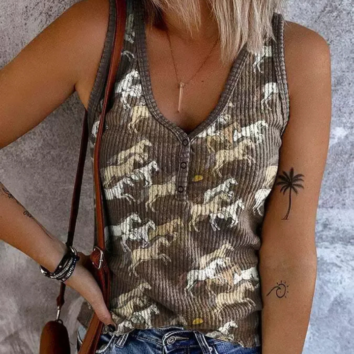 Amanda |  Dames Zomer Tanktop | Vrouwen Regenboog Gestreepte Tanktop Shirt