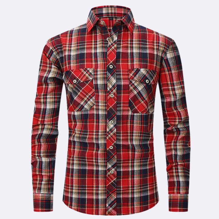 Jaspa | Geruite Flanellen Overhemd Met Lange Mouwen | Heren Blouse Shirt