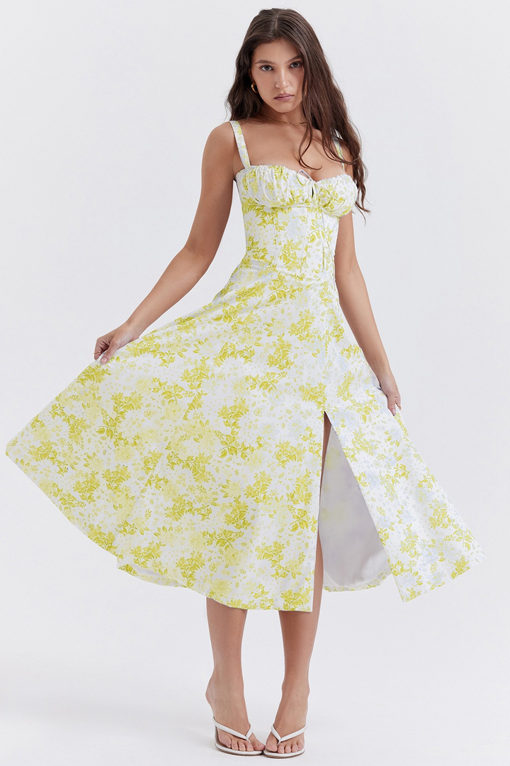 Bella | Dames Midi-Jurk met Fijne Spaghettibandjes & Trekkoord | Comfortabel & Trendy