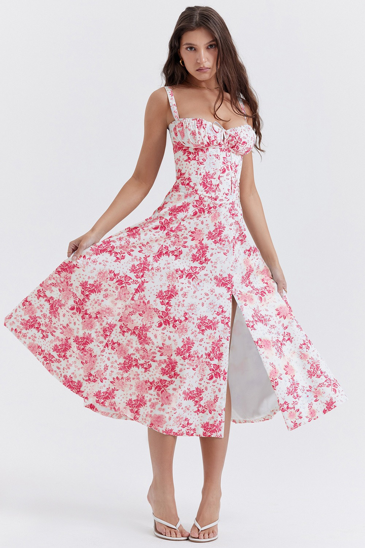 Bella | Dames Midi-Jurk met Fijne Spaghettibandjes & Trekkoord | Comfortabel & Trendy