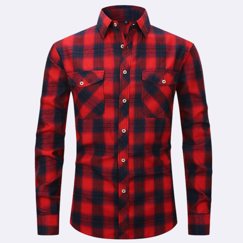 Jaspa | Geruite Flanellen Overhemd Met Lange Mouwen | Heren Blouse Shirt