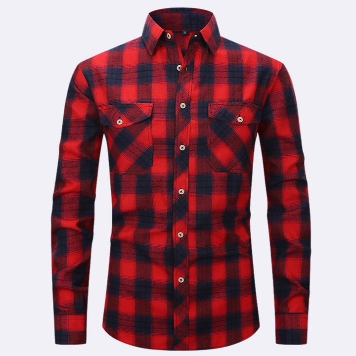 Jaspa | Geruite Flanellen Overhemd Met Lange Mouwen | Heren Blouse Shirt