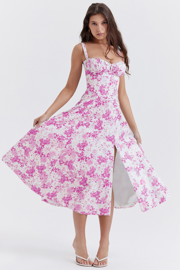 Bella | Dames Midi-Jurk met Fijne Spaghettibandjes & Trekkoord | Comfortabel & Trendy