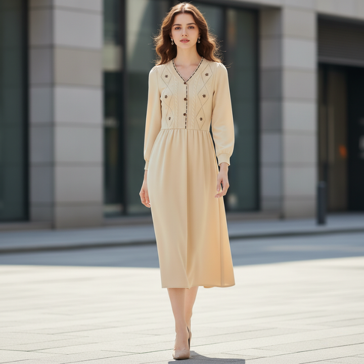 Sorata | Dames Gebreide Geborduurde Jurk