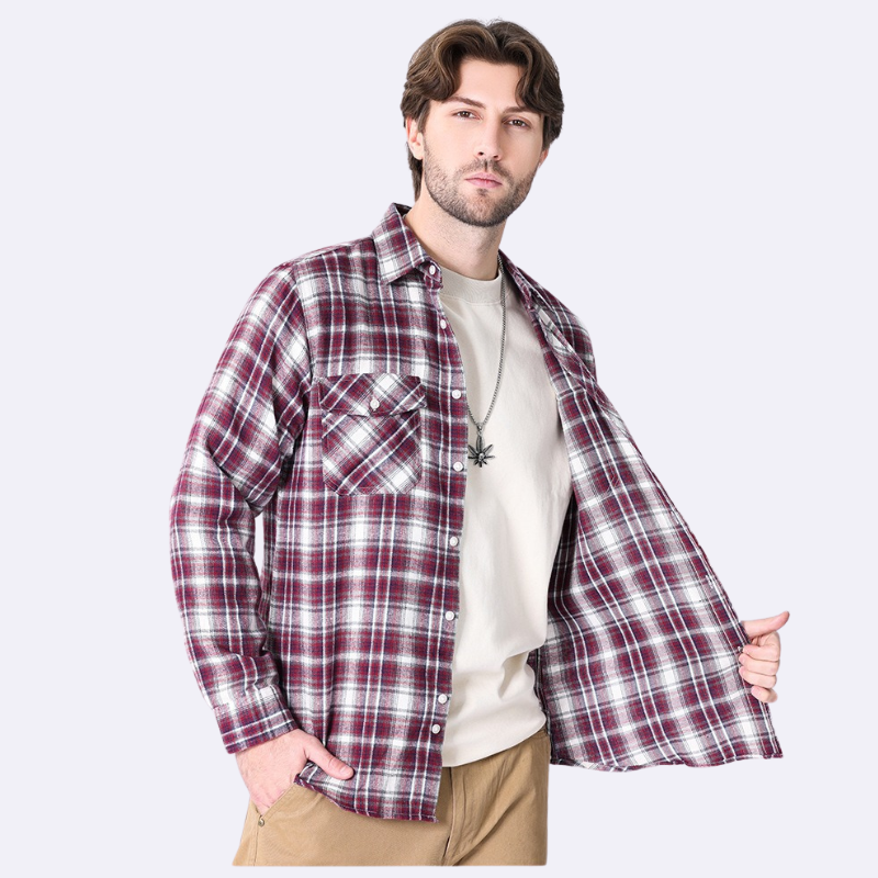 Jaspa | Geruite Flanellen Overhemd Met Lange Mouwen | Heren Blouse Shirt