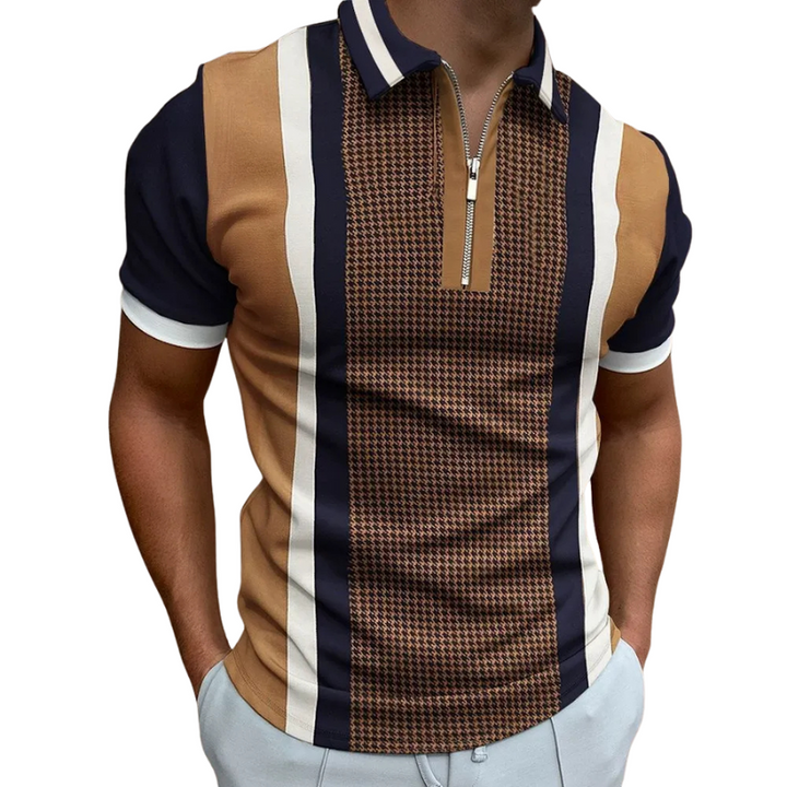 Fabio | Heren Frans Stijl T-shirt Polo met Rits | Mannen Zomer Shirt met Kraag