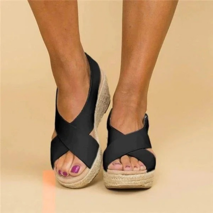 Mia | Trendy Dames Sandalen |  Chique Espadrille Sleehaksandalen