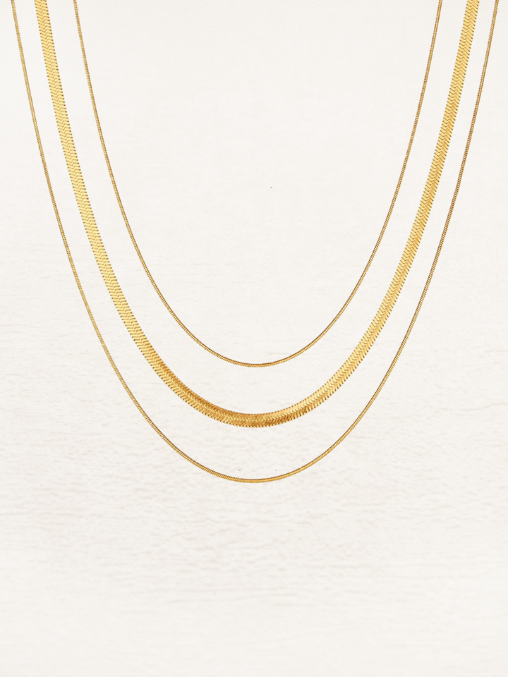 Zuley | 3-Laagse Snake Chain Ketting Goud | Trendy & Luxe Look
