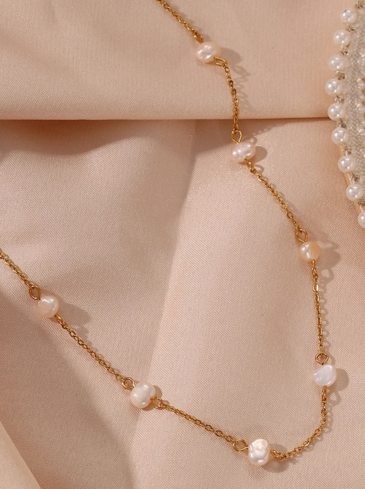 Zuley | Dames Zoetwaterparel Ketting Goud | Chique Parel Ketting voor Vrouwen