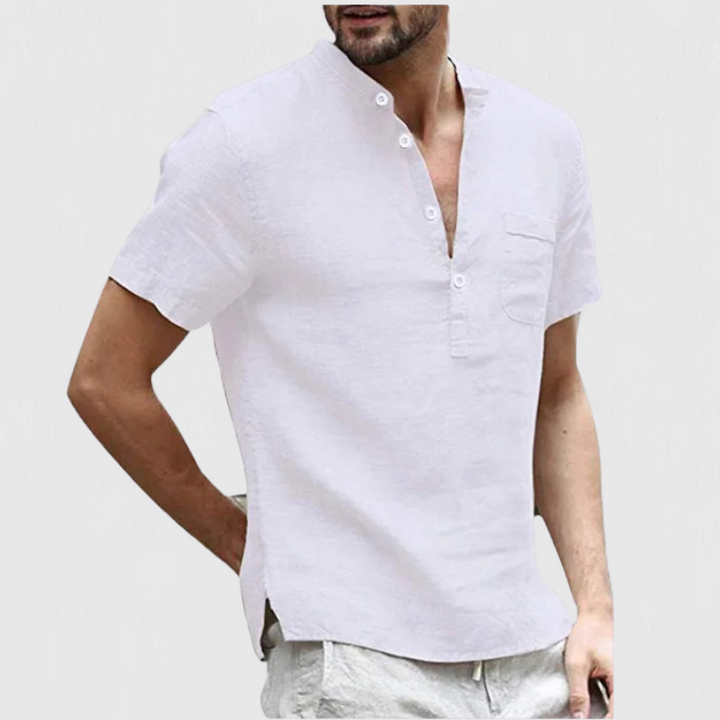 Ricks | Linnen Heren Blouse | Overhemd Met Korte Mouwen | Lente/Zomer
