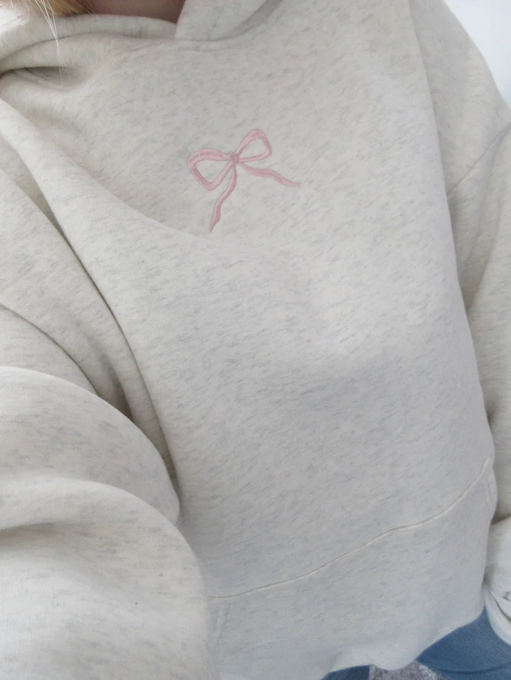 Ellie | Dames Hoodie met Strikdetail | Trendy Vrouwen Trui met Capuchon