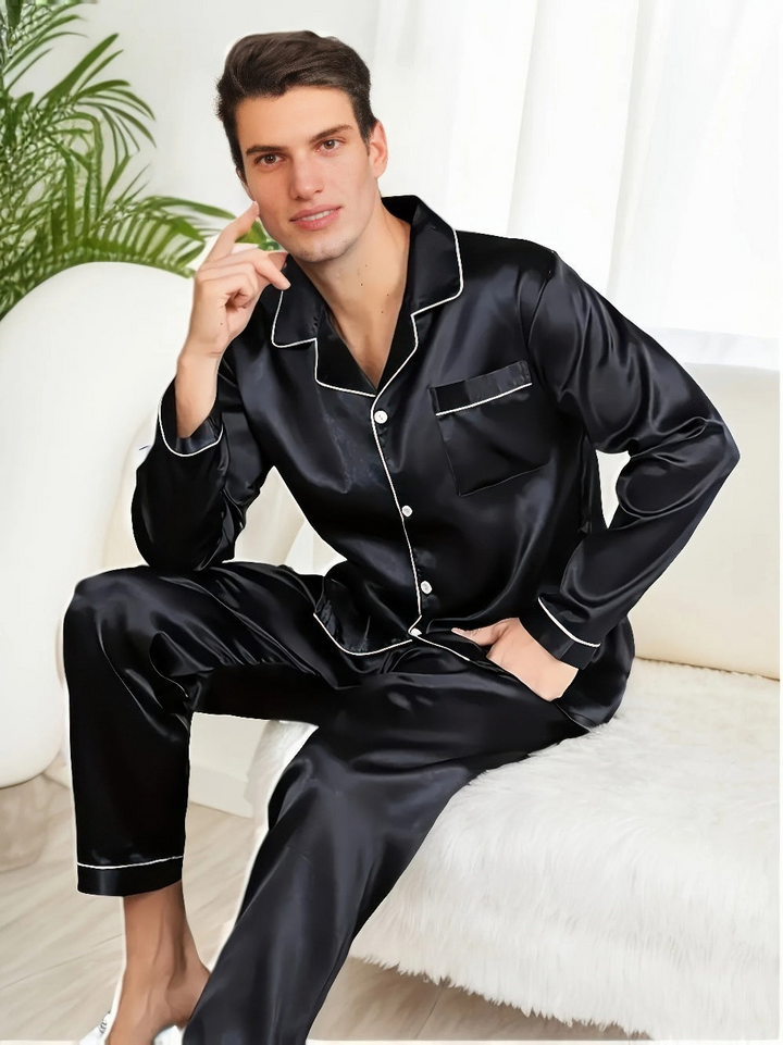 Ricky | Heren Pyjama Set Van Zijde Satijn | Comfortabele Slaapset voor Mannen