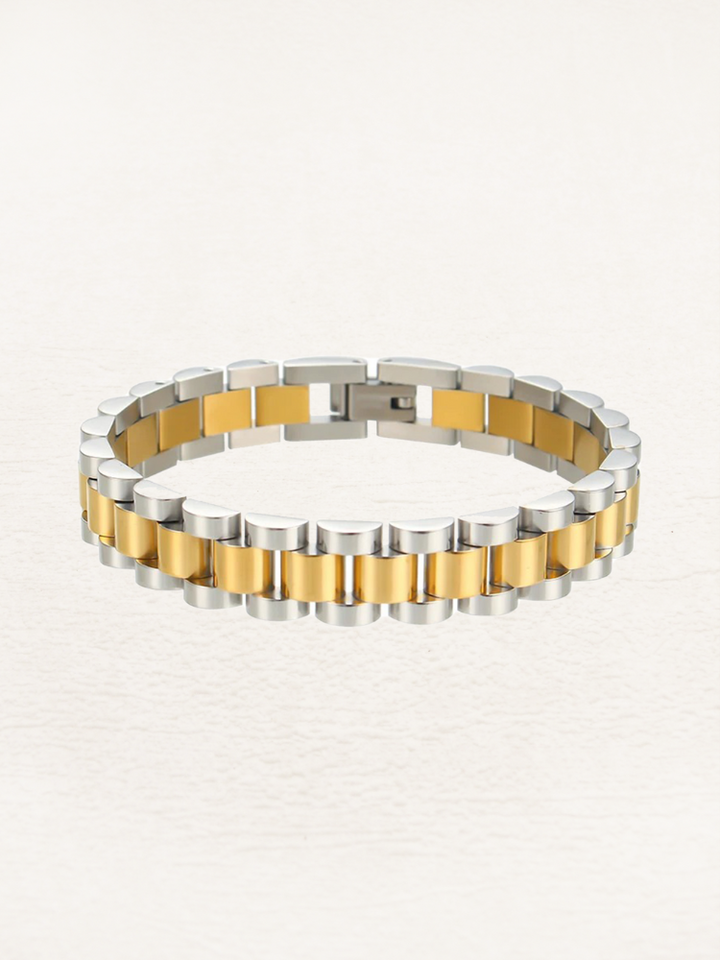 Zoella | Stijlvolle Brede Schakelarmband | Goud En Zilver