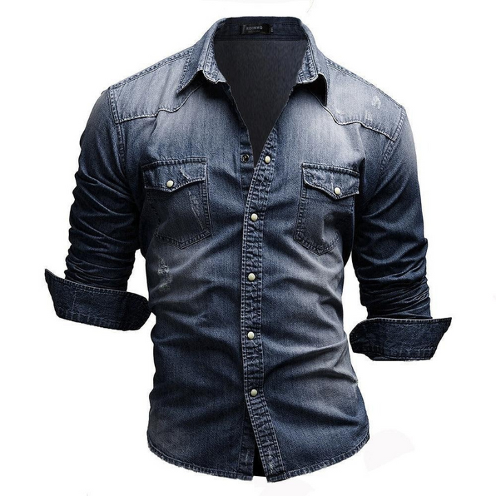 Adi | Denim Retro Heren Overhemd | Stijlvolle Casual Kleding