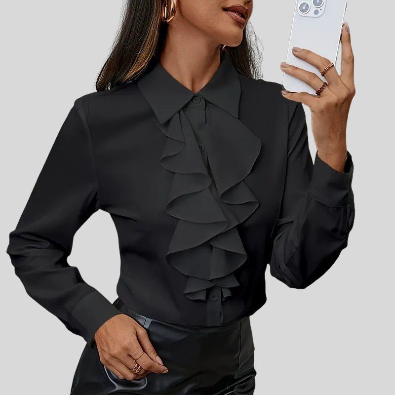 Carolina | Elegante Dames Blouse met Ruches | Nette Overhemd Stijl Vrouwen