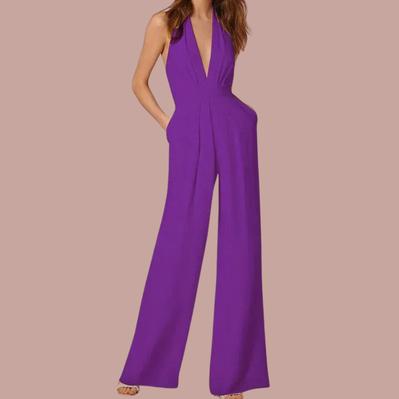 Verana | Stijlvolle Mouwloze Dames Jumpsuit | Wijde Pijpen En Diepe V-Hals
