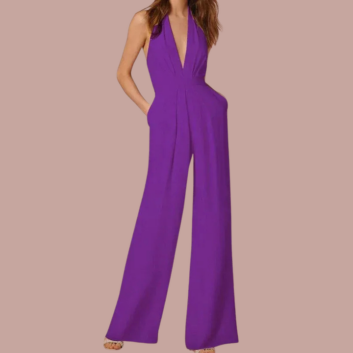 Verana | Stijlvolle Mouwloze Dames Jumpsuit | Wijde Pijpen En Diepe V-Hals