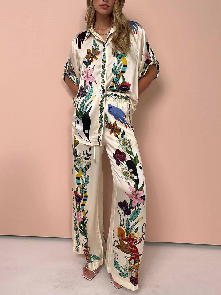 Foah | Tweedelige Satijnen Dames Set | Comfortabel Voor De Lente En Zomer
