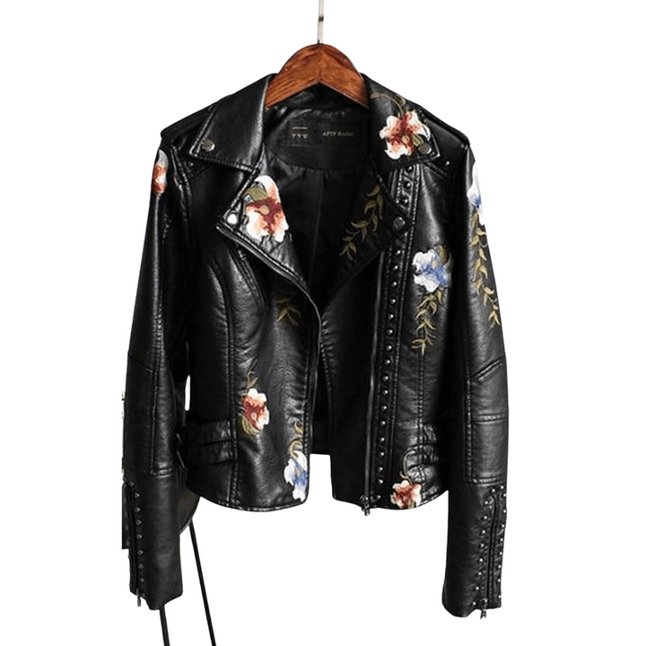 Tanya | Dames Leren Jas | Vrouwenjack met Bloemen