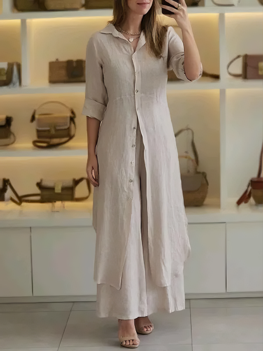 Sarah | Dames Tweedelige Elegante Linnen Set | Vrouwen Zomer Set