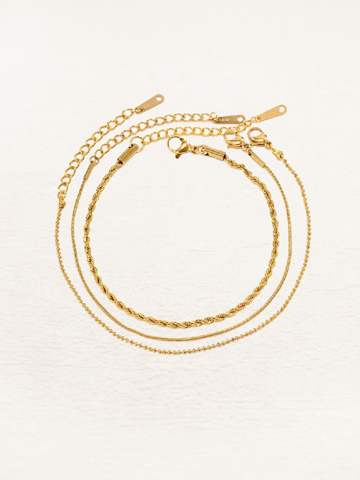 Zuley | 3-Laagse Armbanden Set Goud Dames | Chique Look