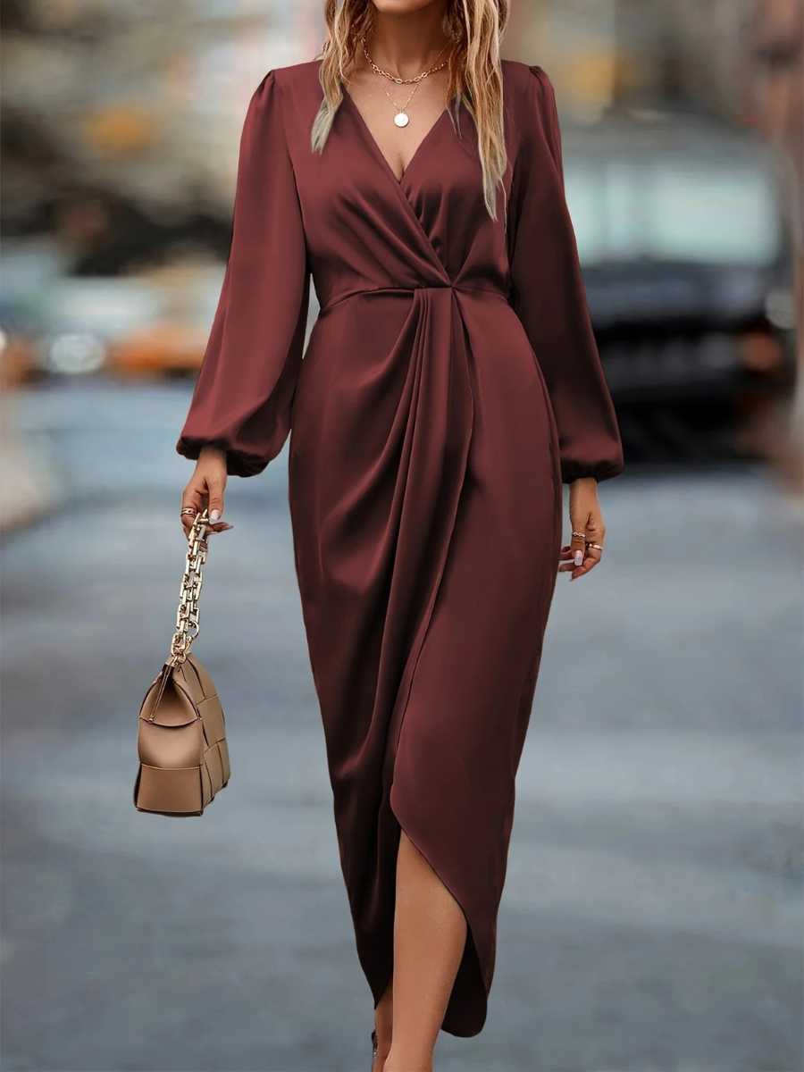 Dari | Dames Jurk | Elegante Midi Jurk | Met V-Hals
