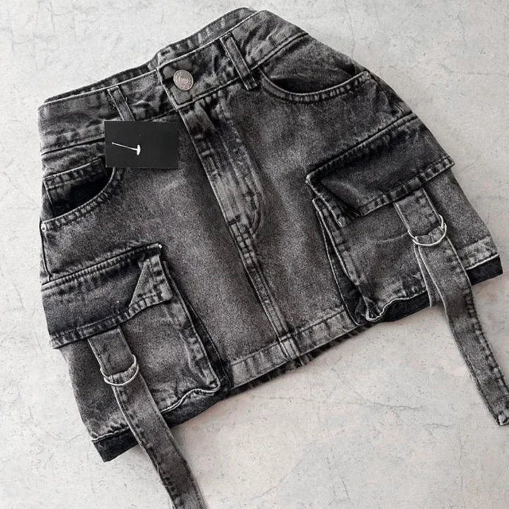 Eline | A-lijn Denim Dames Rok In Effen Kleur