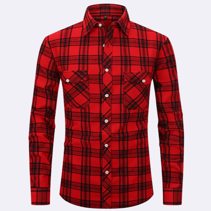 Jaspa | Geruite Flanellen Overhemd Met Lange Mouwen | Heren Blouse Shirt