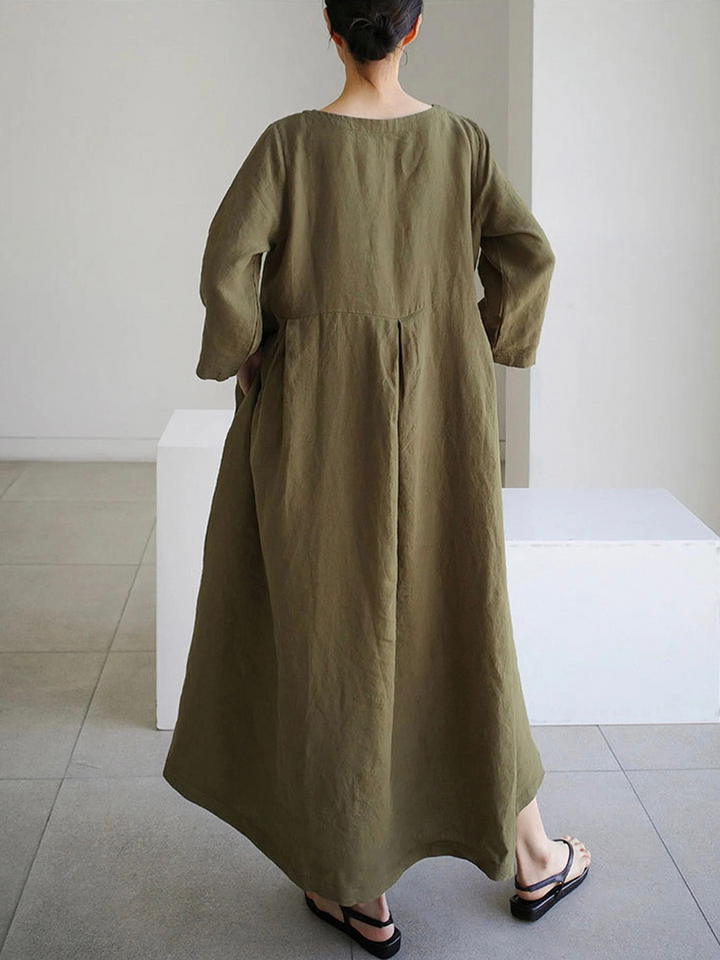 Leylita | Dames Chique Linnen Maxi-jurk met Elegante Losvallende Snit