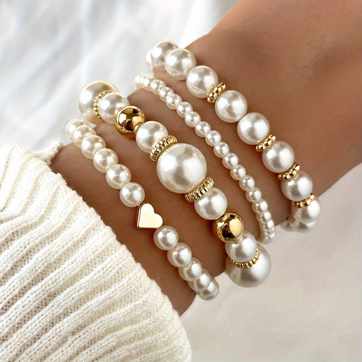 Zarika | Stijlvolle Set Van 4 Armbanden Met Kunstparels