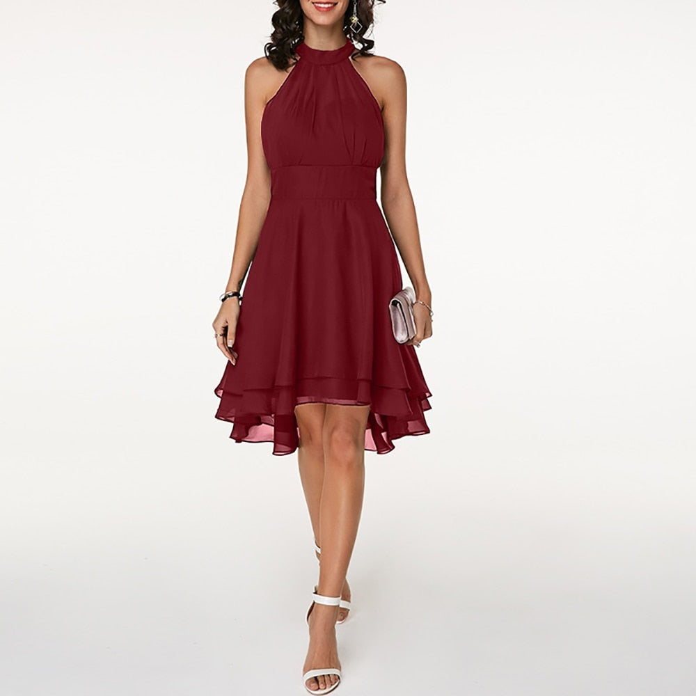 Julia | Dames Halterfeestjurk | Elegante Vrouwen Midi Zomer Jurk