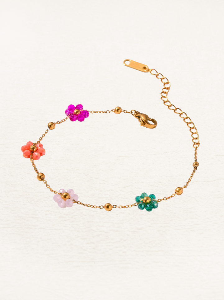 Zoella | Vrolijke Gouden Armband Met Gekleurde Bloemen