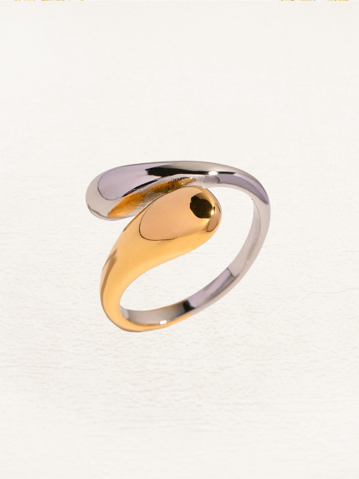Zoella | Stijlvolle Goud-Zilveren Druppel Ring | Unieke Look