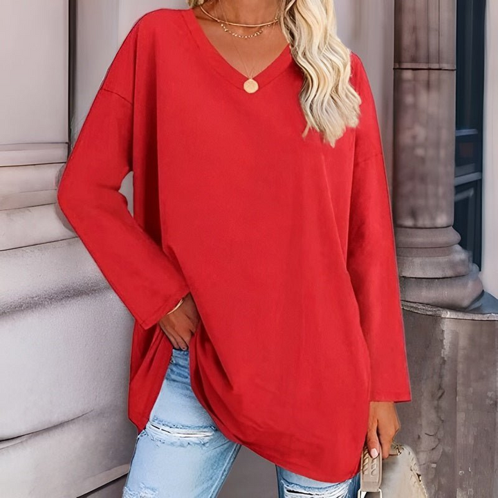 Mandy | Dames Trendy Dunne Zomer Trui | Vrouwen Shirt met Lange Mouwen